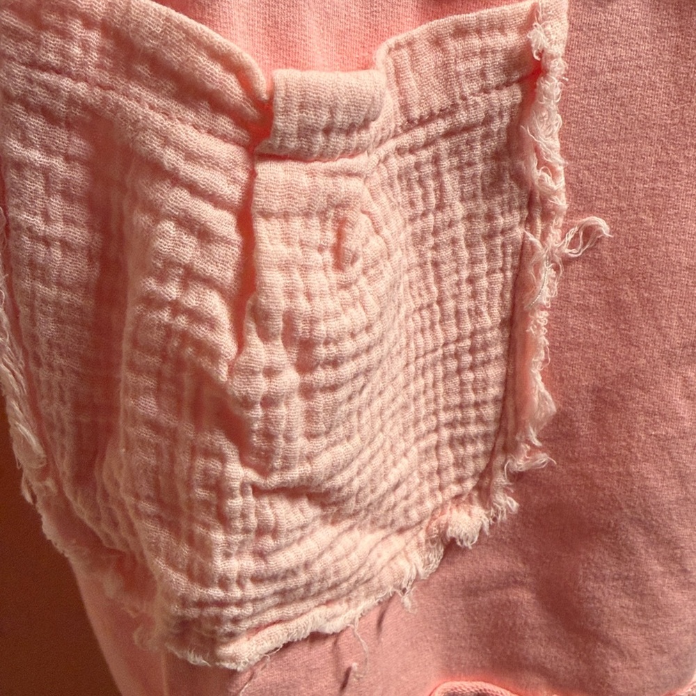 POL Pink color block cotton French terry gauze distressed drawstring joggers NEW - Picture 10 of 16
